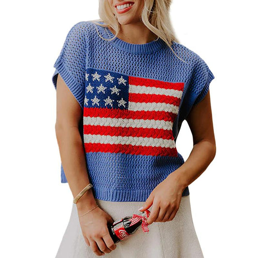 USA Flag Knit Sweater Top